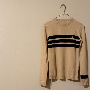 NWT Bella Freud Beige Striped Sweater dog patch Very high quality cashmere!